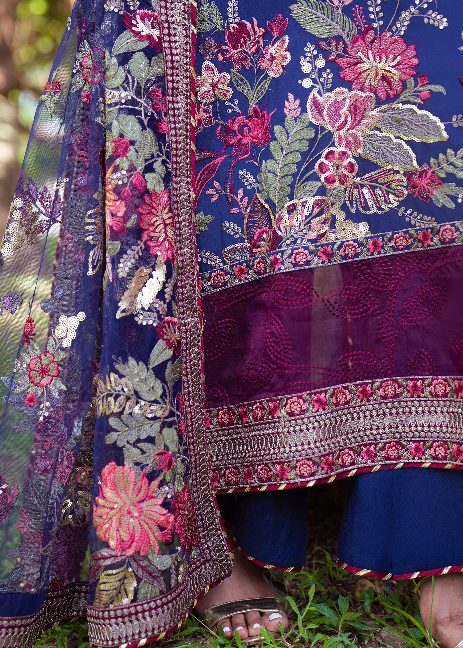 Navy Blue Lawn Embroidered Pakistani Suit Online in Dubai DXB UAE Abudhabi Meena Bazaar