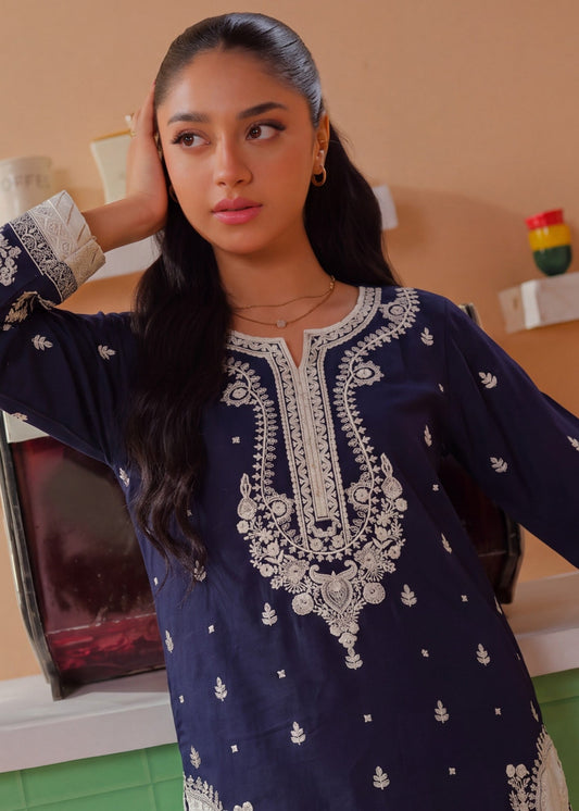 Navy Blue Lawn Embroidered Pakistani Suit Online in Sri Lanka India Australia