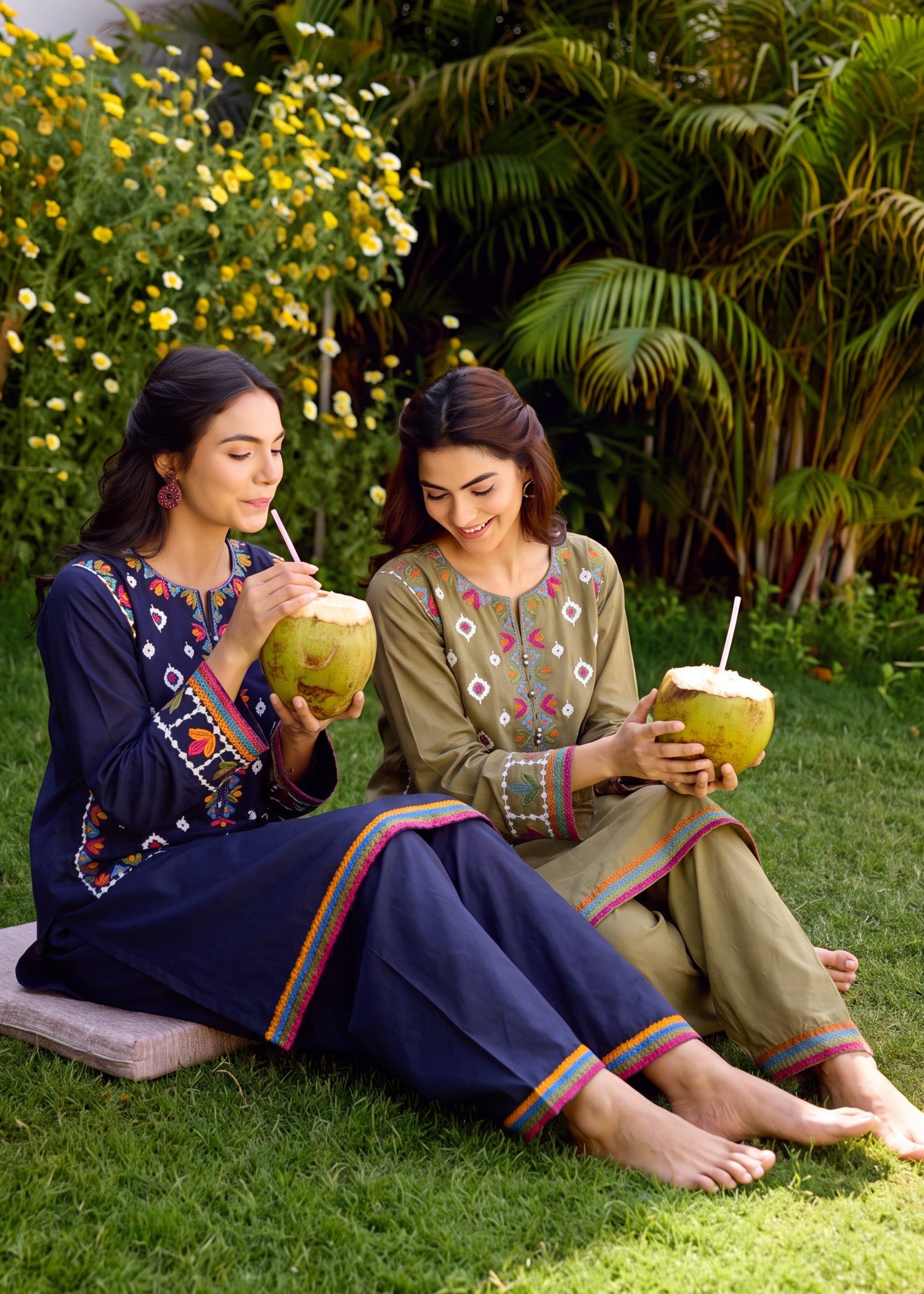 Navy Blue Lawn Embroidered Suit Online in Sri Lanka India Australia