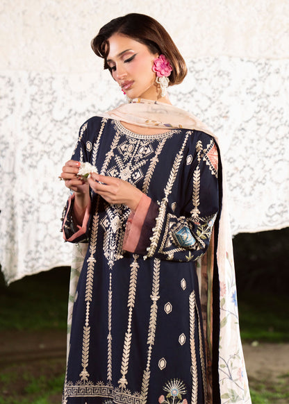 Navy Blue Lawn Kurta Suit Online in Dubai UAE Abudhabi Ajman Sharjah