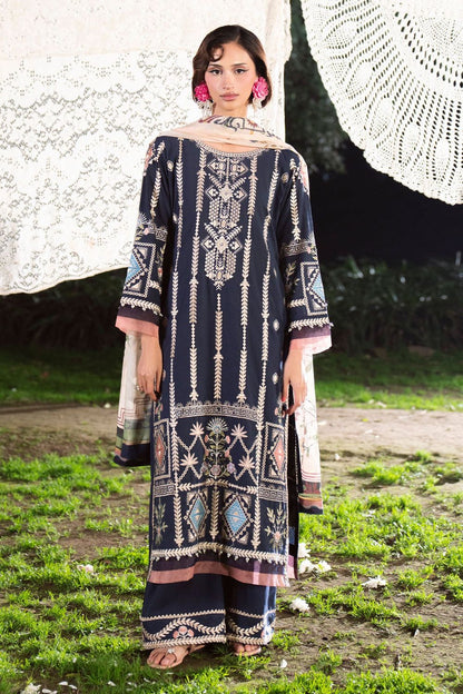 Navy Blue Lawn Pakistani Suit Online in Dubai UAE Abudhabi Ajman Sharjah