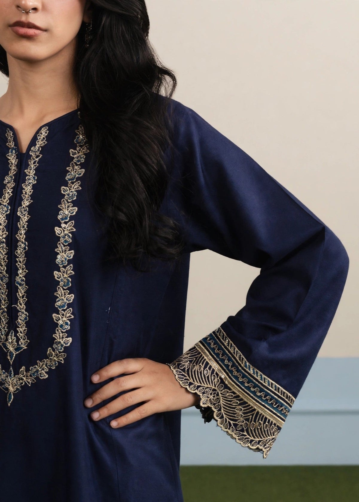 Navy Blue Linen Kaftan for Women Online in Sri Lanka India Australia