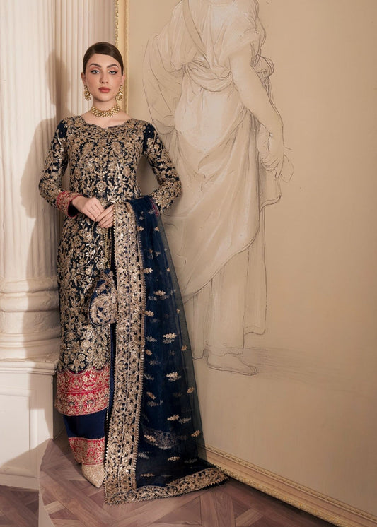 Navy Blue Net Embroidered Straight Kurta Suit Online in Dubai DXB UAE Abudhabi Meena Bazaar