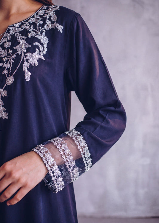 Navy Blue Patchwork Kaftan Online in UK USA Canada