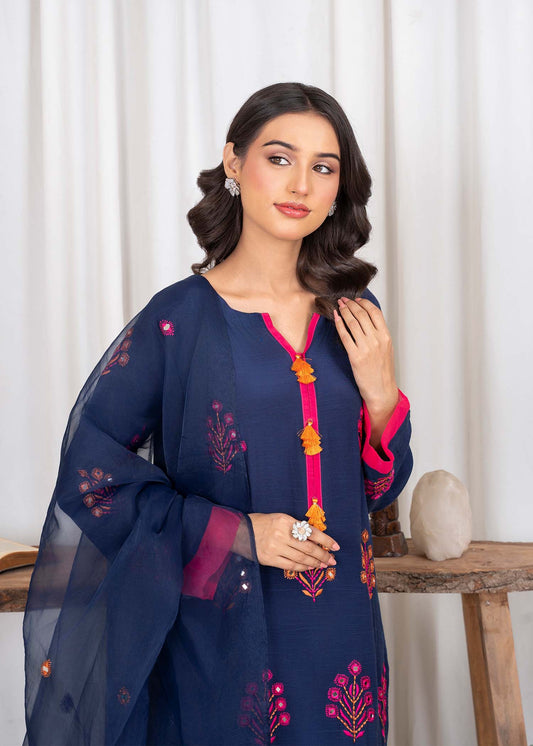 Navy Blue Raw Silk Festive Wear Salwar Suit Online in Sri Lanka India Australia