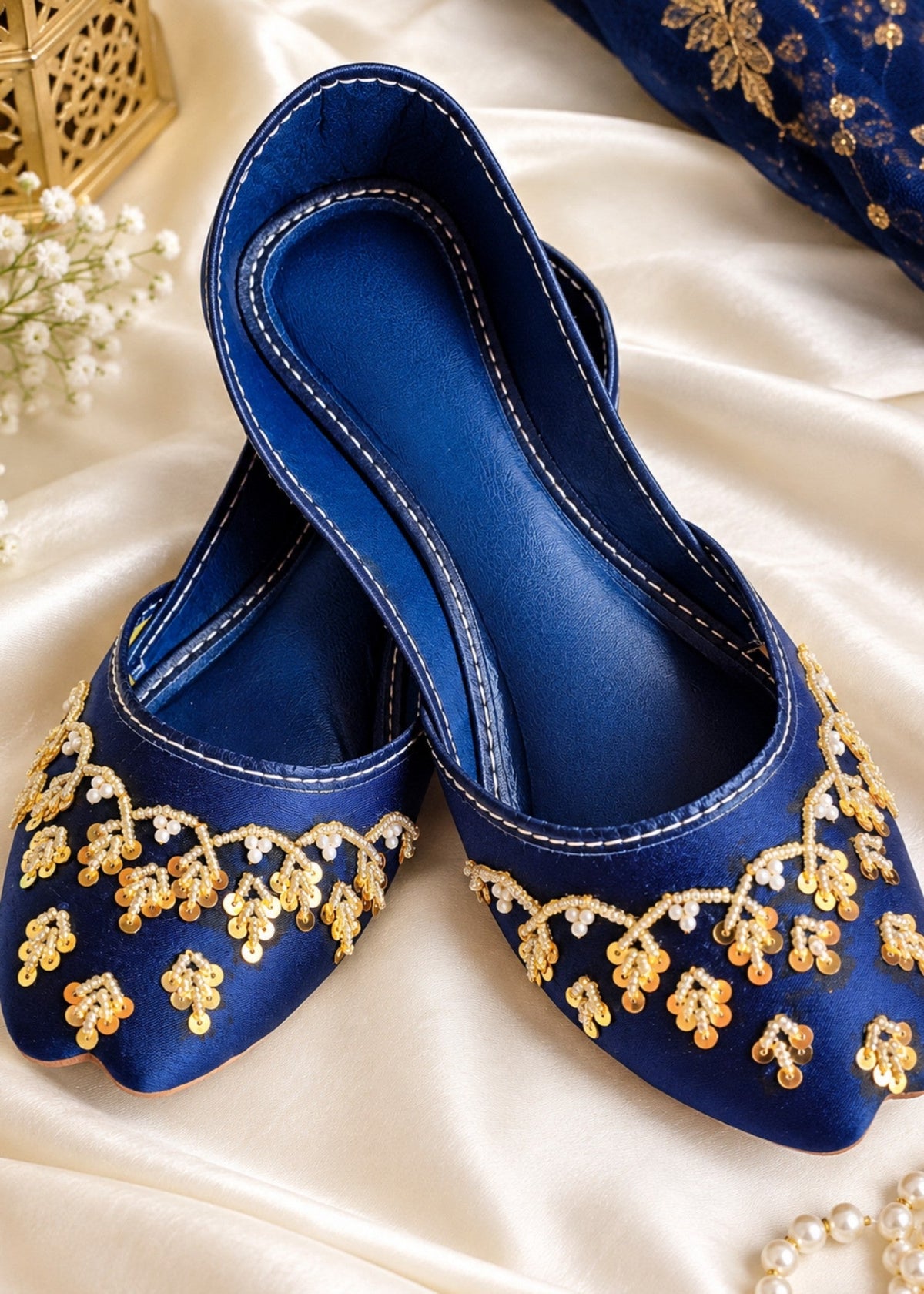 Navy Blue Rexine Ethnic Shoes Online in Dubai UAE Abudhabi Ajman Sharjah