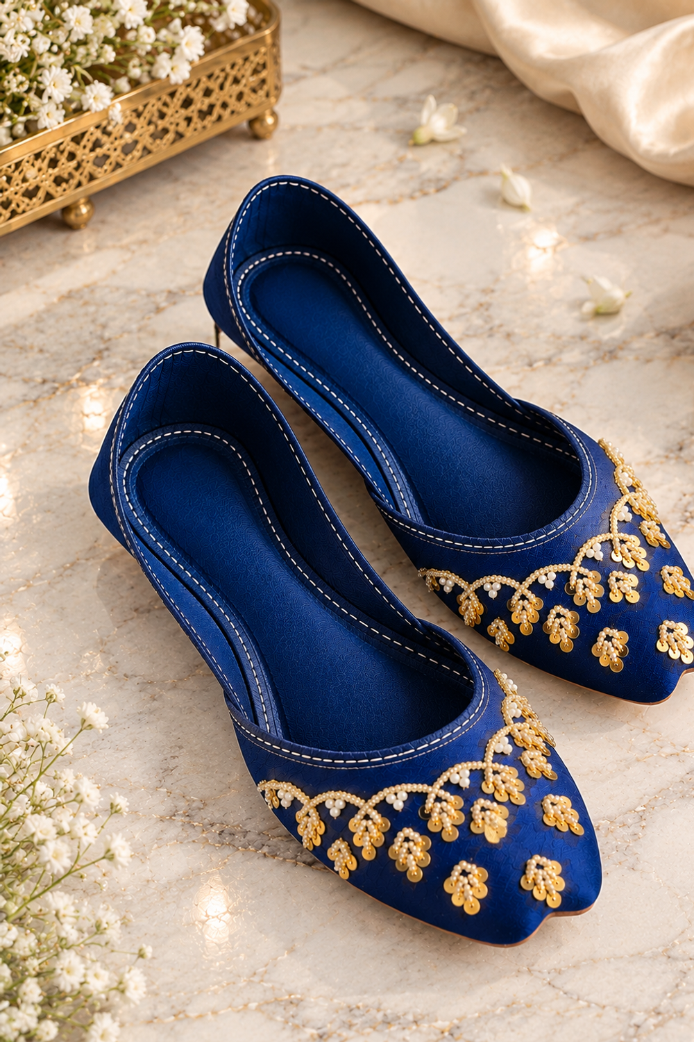 Navy Blue Rexine Khussa Online in Dubai UAE Abudhabi Ajman Sharjah