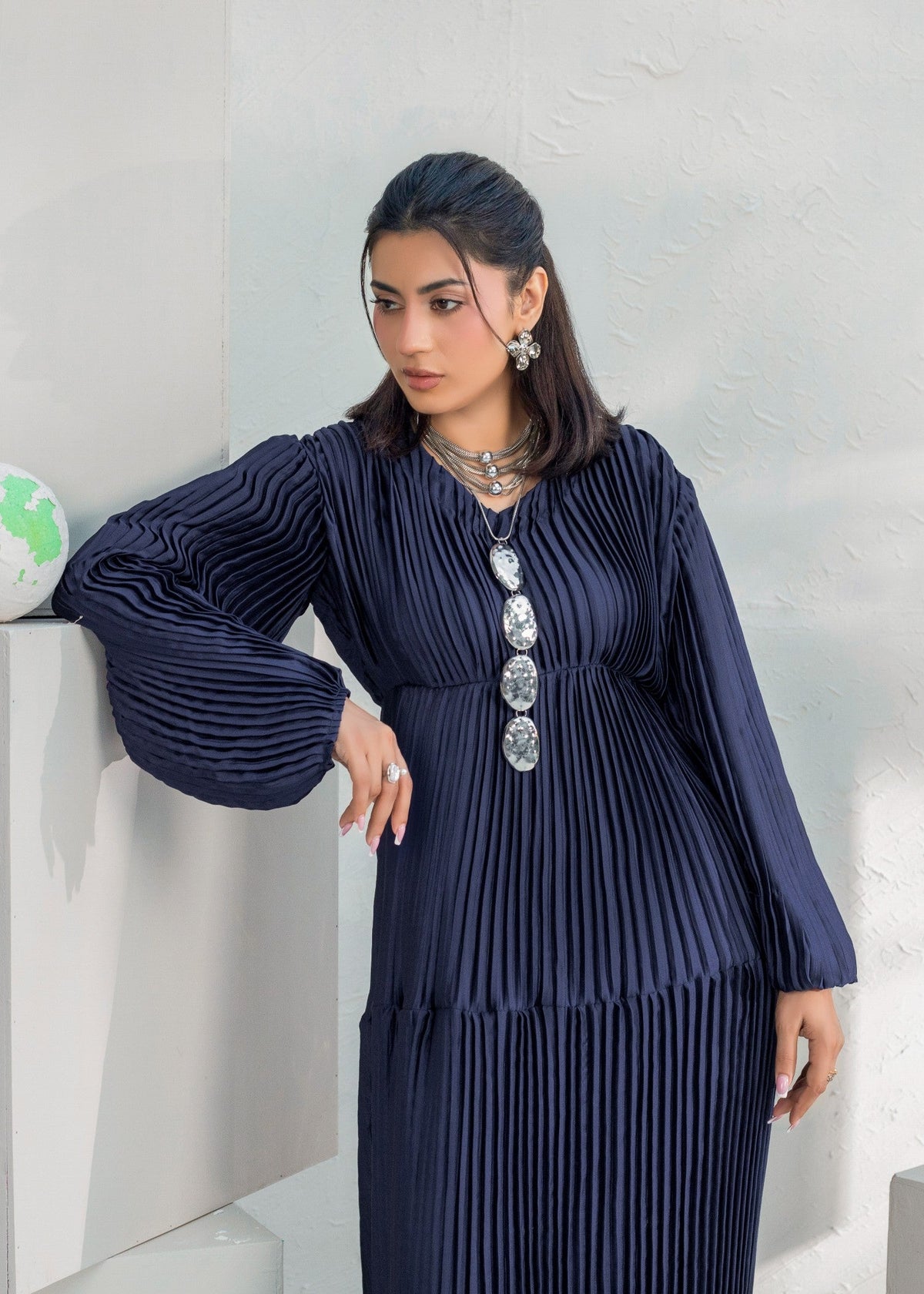 Navy Blue Shamooz Silk Dress Online in Sri Lanka India Australia