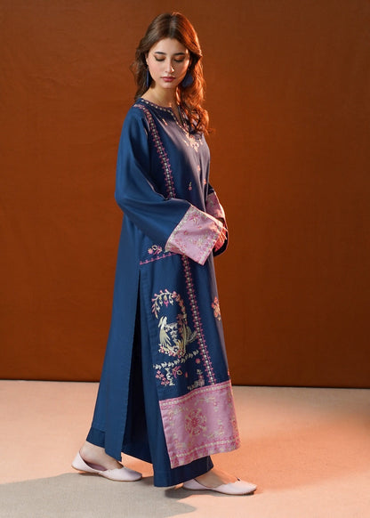 Navy Blue Slub Khaddar Kurta Set Online in Dubai UAE Abudhabi Ajman Sharjah