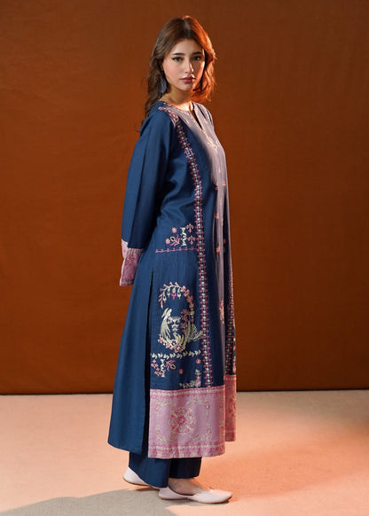 Navy Blue Slub Khaddar Kurta Set Online in Sri Lanka India Australia