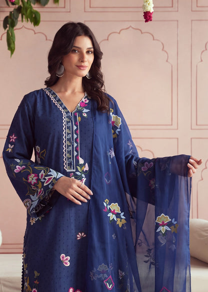 Navy Blue Textured Lawn Embroidered Suit Online in Dubai DXB UAE Abudhabi Meena Bazaar