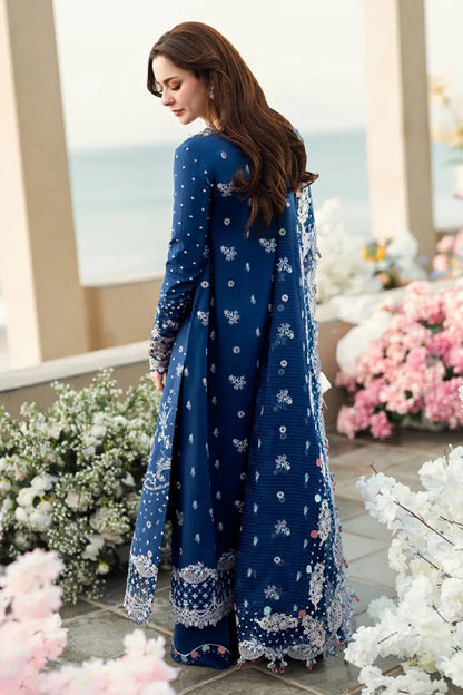 Navy Blue Heavy Embroidered Chikankari Lawn Suit