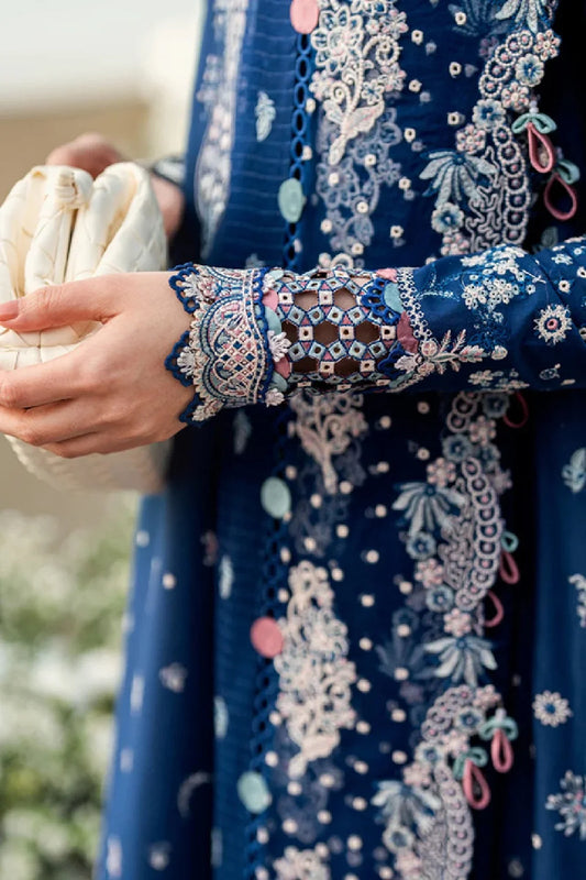 Navy Blue Heavy Embroidered Chikankari Lawn Suit