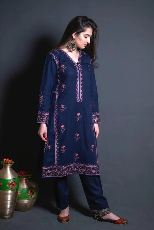 Navy Blue Kurta with Straight Pants