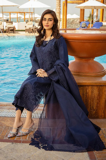 Navy Blue Heavy Embroidered Chikankari Lawn Suit