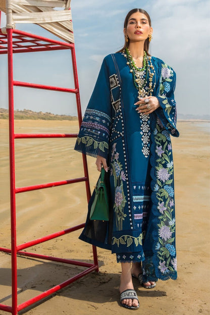 Navy Blue Embroidered Lawn Suit