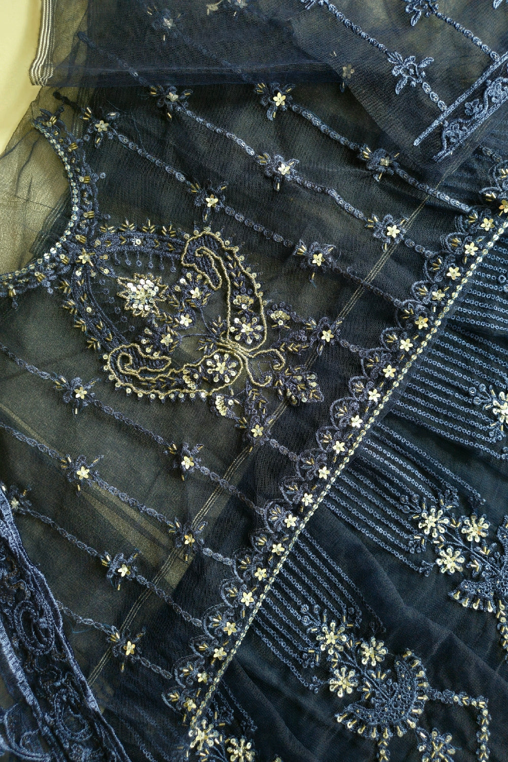 Navy Blue Handmade Lehenga / Maxi