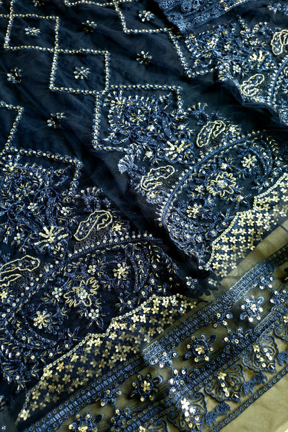 Navy Blue Handmade Lehenga / Maxi