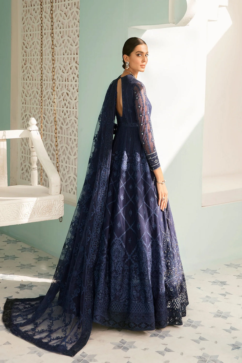 Navy Blue Handmade Lehenga / Maxi