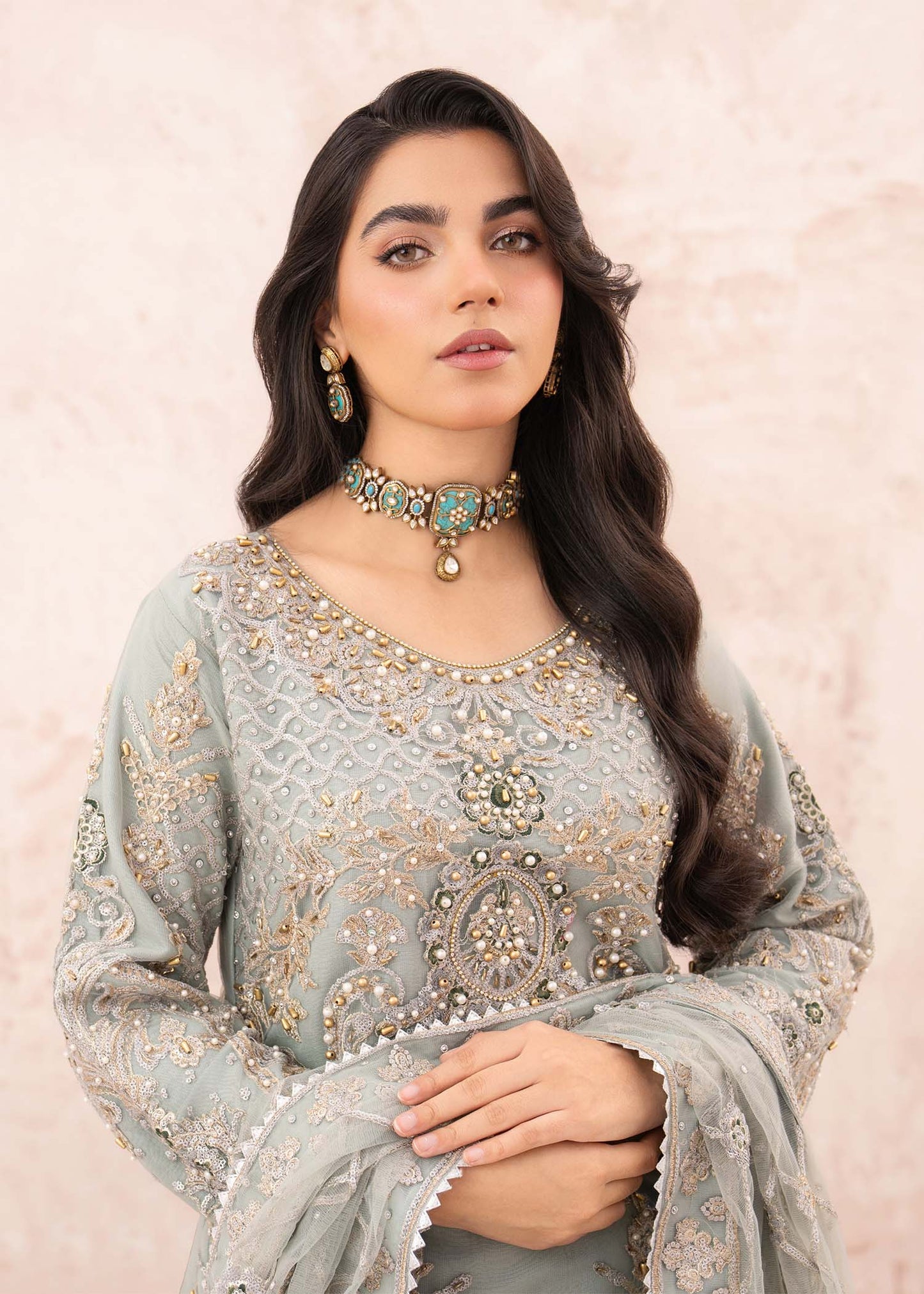 Net Ash Grey Long Kurta Festive Wear Online in Dubai UAE Abudhabi Ajman Sharjah