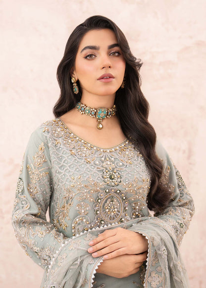 Net Ash Grey Long Kurta Festive Wear Online in Dubai UAE Abudhabi Ajman Sharjah
