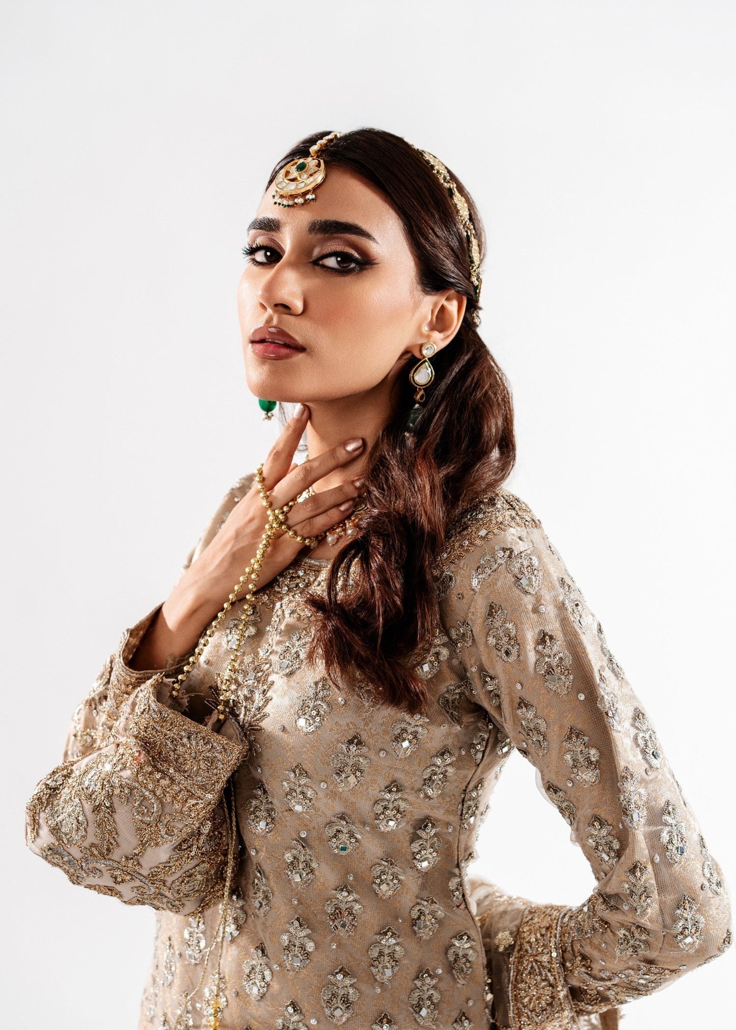 Net Beige Embellished Formal Salwar Kameez Online in UK USA Canada