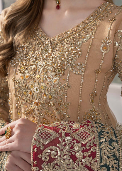 Net Embroidered Beige Straight Trouser Suit Online in Dubai UAE Abudhabi Ajman Sharjah