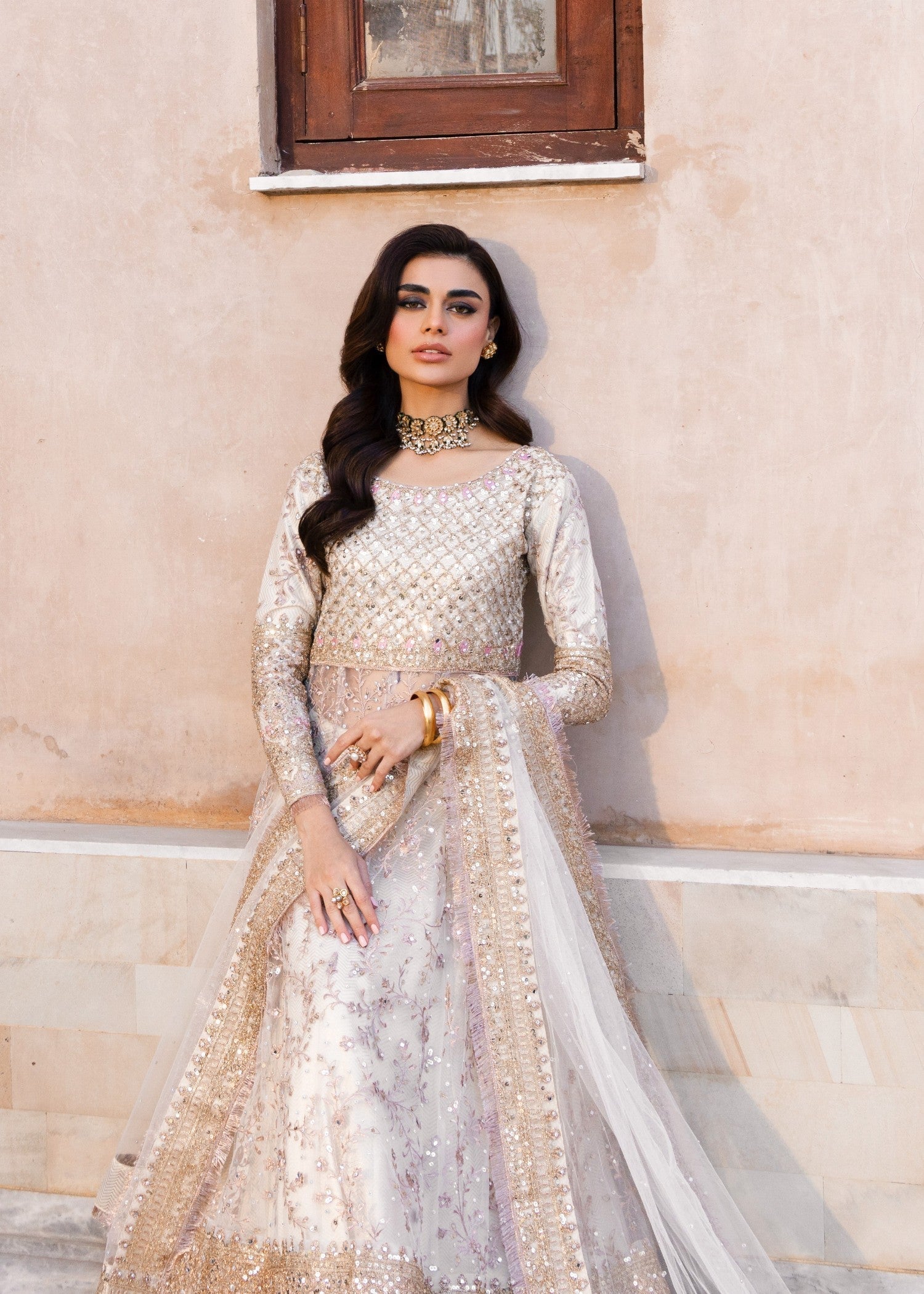 Net Flared Pishwas with Dupatta Online in Sri Lanka India Australia