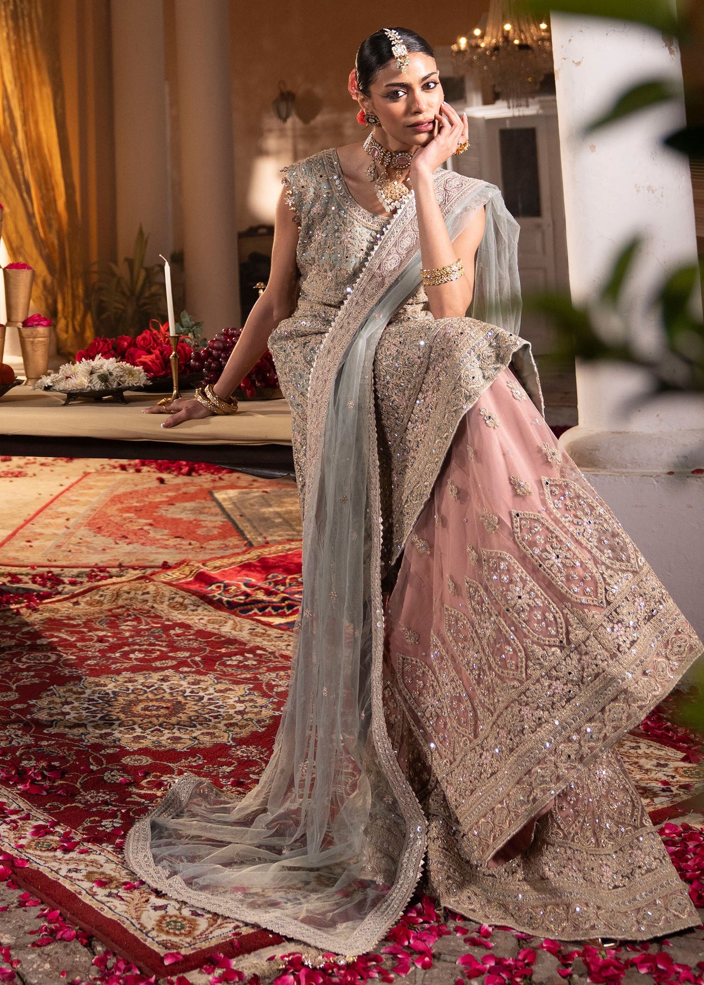Net Flared Sharara Light Blue Suit Online in Dubai UAE Abudhabi Ajman Sharjah