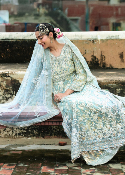 Net Jamawar Lehenga Sky Blue Guest Wear Online in Dubai DXB UAE Abudhabi Meena Bazaar