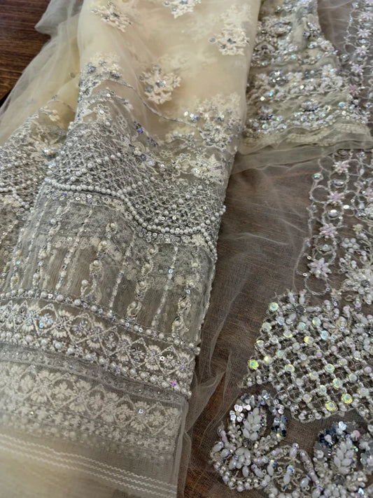 Ivory Handmade Nikah Engagement Bridal Sharara