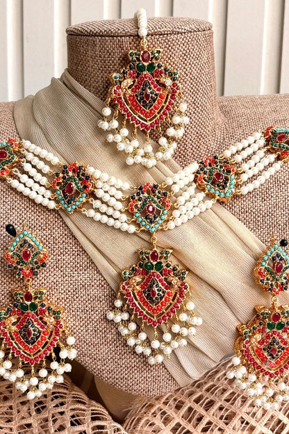 Nine Gemstone Nauratan Choker Set Online in Dubai UAE Abudhabi Ajman Sharjah