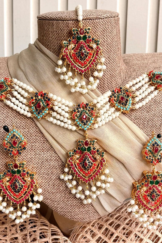 Nine Gemstone Nauratan Choker Set Online in Dubai UAE Abudhabi Ajman Sharjah