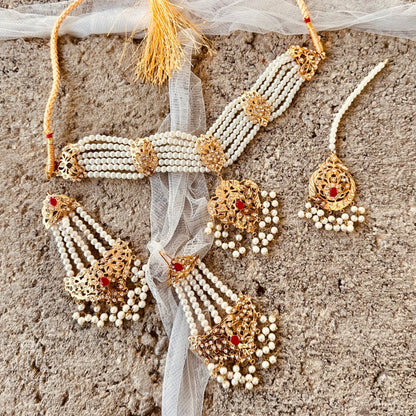 Nizam Era Inspired Bridal Necklace Set with Red Stones Online in KSA Riyadh Saudi Arabia Oman Bahrain Qatar