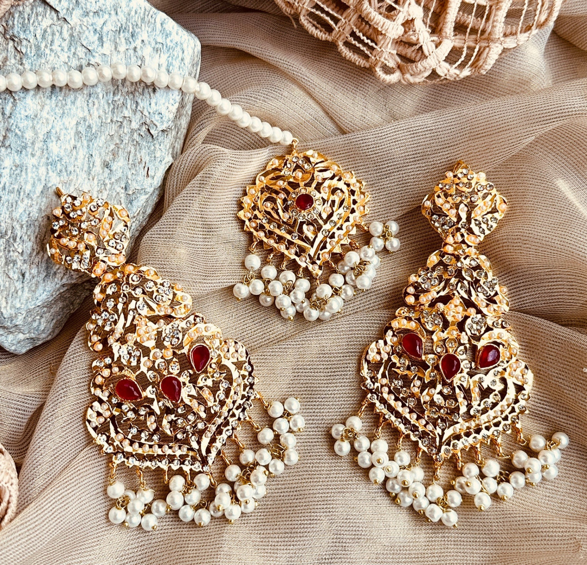 Nizami Inspired Ruby Choker Jewellery Set Online in KSA Riyadh Saudi Arabia Oman Bahrain Qatar