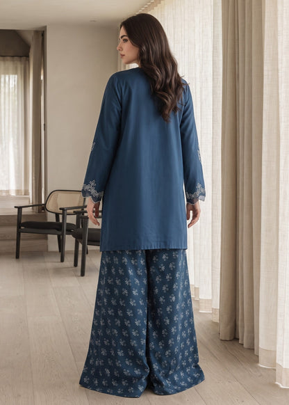 Ocean Blue Embroidered Lawn Cotton Kurta Set Online in Dubai DXB UAE Abudhabi Meena Bazaar