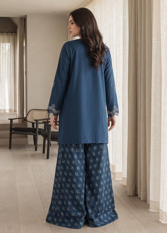 Ocean Blue Embroidered Lawn Cotton Kurta Set Online in Dubai DXB UAE Abudhabi Meena Bazaar