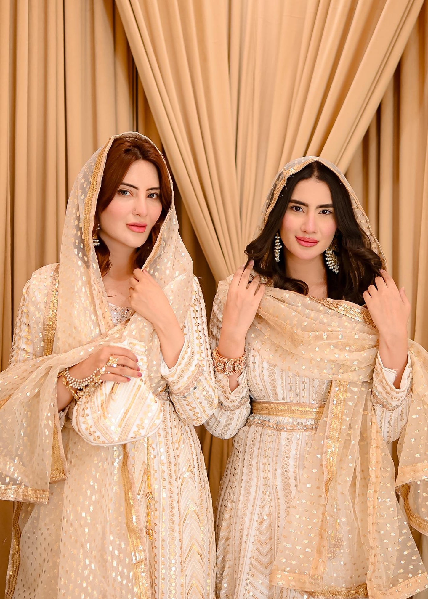 Off-White Chiffon Angrakha Partywear Suit Online in Dubai UAE Abudhabi Ajman Sharjah
