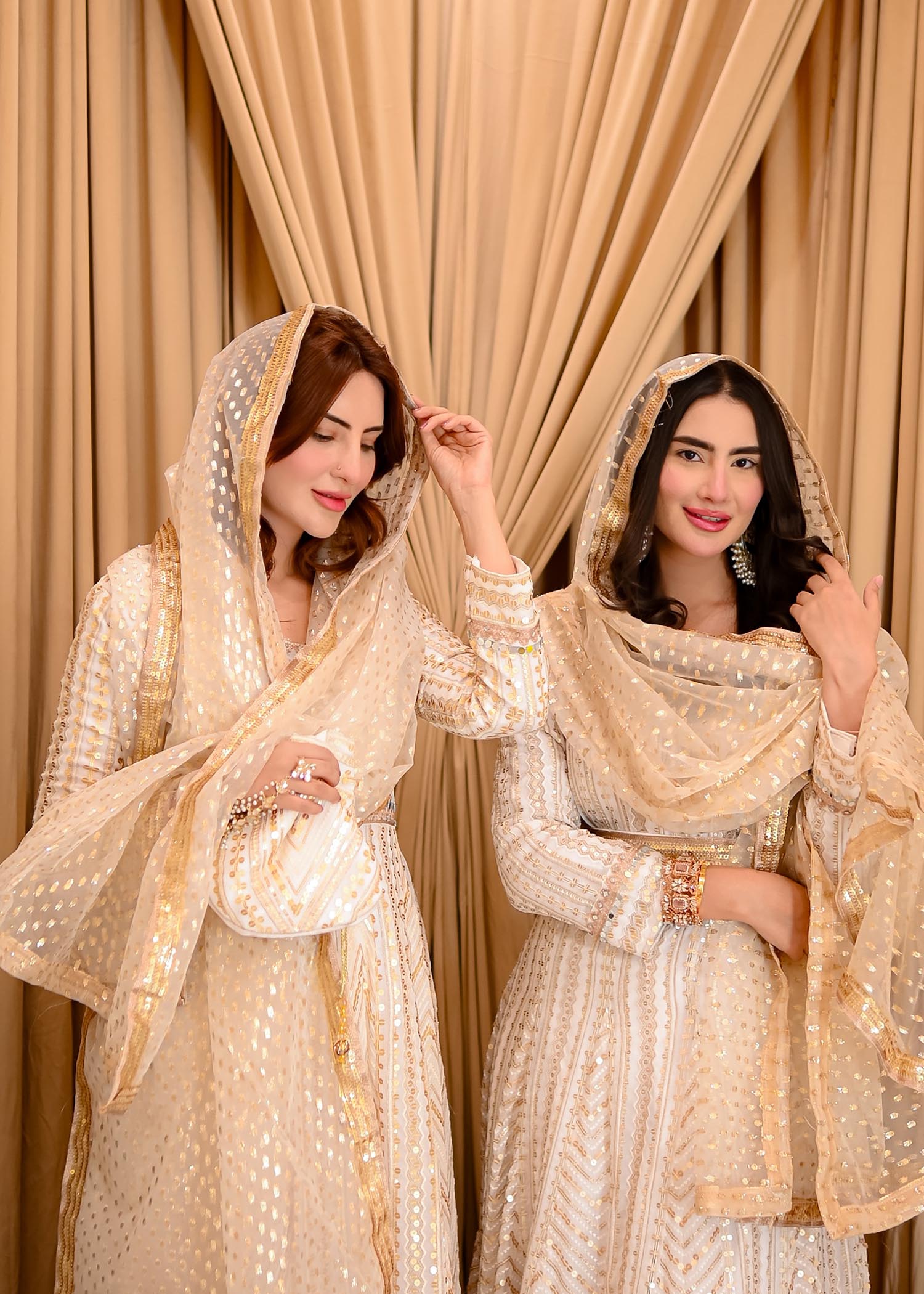 Off-White Chiffon Angrakha Partywear Suit Online in Dubai UAE Abudhabi Ajman Sharjah