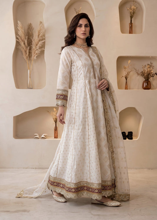 Off-White Cotton Masuri Pishwas Suit Online in Sri Lanka India Australia