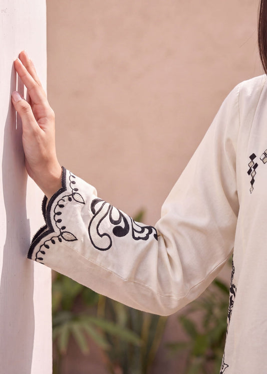Off-White Dhanak Embroidered Pakistani Clothes For Winter Online in Sri Lanka India Australia
