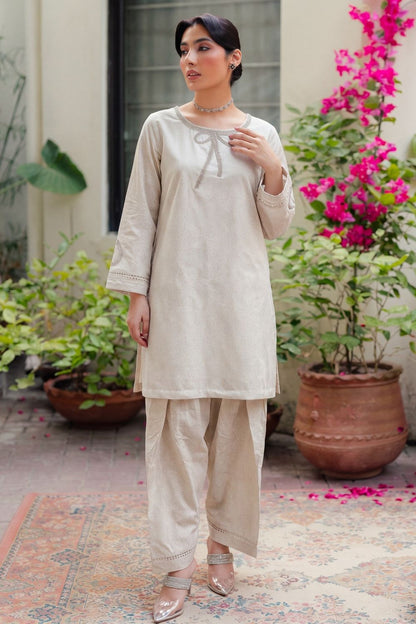 Off-White Embellished Lawn Suit Online in Dubai UAE Abudhabi Ajman Sharjah