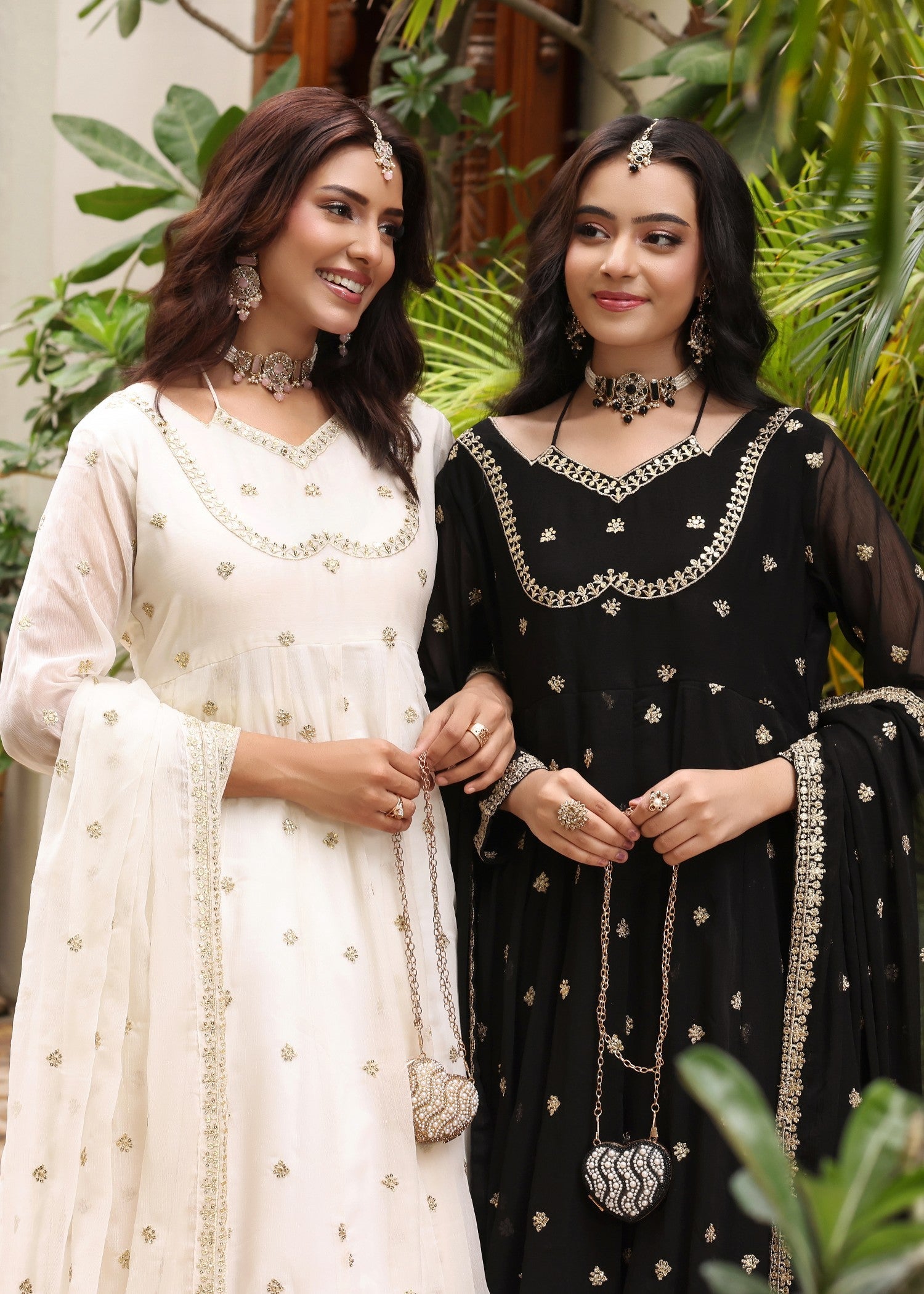 Off-White Embroidered 3 Piece Partywear Ensemble Online in Dubai UAE Abudhabi Ajman Sharjah