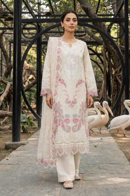Off-White Embroidered Cotton Festive Suit Online in Dubai UAE Abudhabi Ajman Sharjah