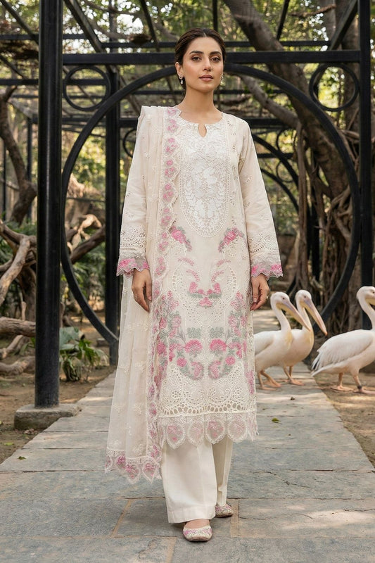 Off-White Embroidered Cotton Festive Suit Online in Dubai UAE Abudhabi Ajman Sharjah