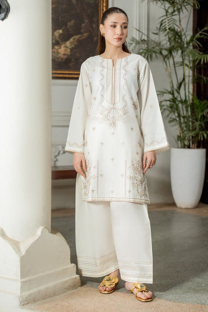 Off-White Embroidered Cotton Kurta Shalwar Online in Dubai UAE Abudhabi Ajman Sharjah