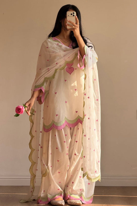 Off-White Embroidered Cotton Pakistani Suit Online in Dubai UAE Abudhabi Ajman Sharjah