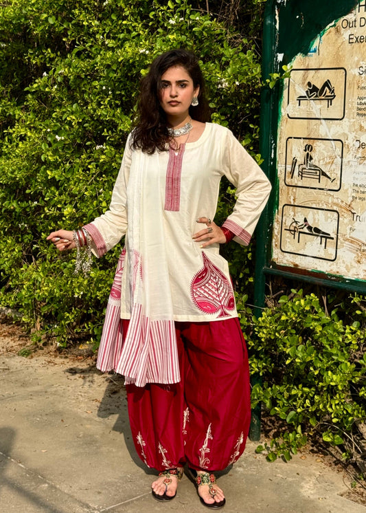 Off-White Embroidered Cotton Salwar Suit Online in Dubai DXB UAE Abudhabi Meena Bazaar