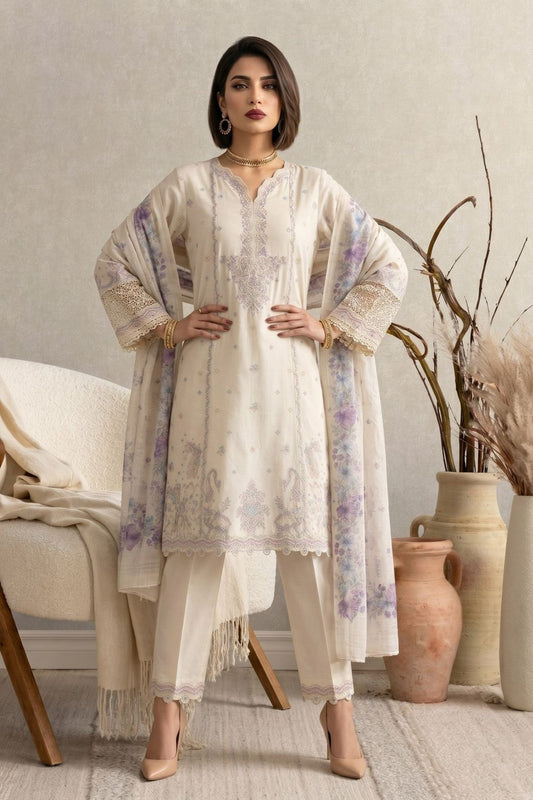 Off White Embroidered Cotton Straight Kurta Suit Online in Dubai UAE Abudhabi Ajman Sharjah
