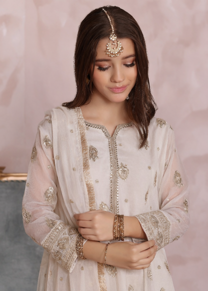 Off White Embroidered Kids Partywear Outfit Online in Dubai DXB UAE Abudhabi Meena Bazaar